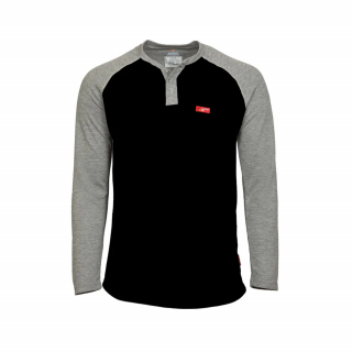 Lapco Flame-Resistant Raglan Sleeve Henley Glack Gray T-Shirt 